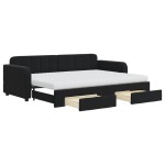vidaXL Pat de zi cu extensie și sertare, negru, 80x200 cm, catifea vidaXL Pat de zi cu extensie și sertare, negru, 80x200 cm, catifea