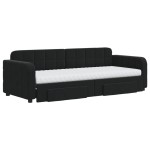 vidaXL Pat de zi cu extensie și sertare, negru, 80x200 cm, catifea vidaXL Pat de zi cu extensie și sertare, negru, 80x200 cm, catifea