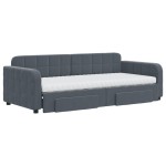 vidaXL Pat de zi cu extensie și sertare gri închis 90x200 cm catifea