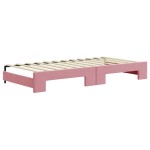 vidaXL Pat de zi cu extensie și sertare, roz, 90x200 cm, catifea vidaXL Pat de zi cu extensie și sertare, roz, 90x200 cm, catifea