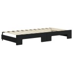 vidaXL Pat de zi cu extensie și sertare, negru, 90x200 cm, catifea