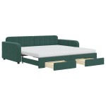 vidaXL Pat de zi cu extensie și sertare verde închis 100x200cm catifea