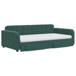 vidaXL Pat de zi cu extensie și sertare verde închis 100x200cm catifea