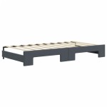vidaXL Pat de zi cu extensie și sertare, gri închis, 90x190cm catifea