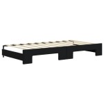 vidaXL Pat de zi cu extensie și sertare, negru, 90x190 cm, catifea