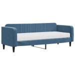 vidaXL Pat de zi cu saltea, albastru, 80x200 cm, catifea vidaXL Pat de zi cu saltea, albastru, 80x200 cm, catifea