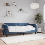 vidaXL Pat de zi cu saltea, albastru, 90x200 cm, catifea vidaXL Pat de zi cu saltea, albastru, 90x200 cm, catifea