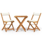 vidaXL Set bistro pliabil cu perne, 3 piese, lemn masiv de acacia vidaXL Set bistro pliabil cu perne, 3 piese, lemn masiv de acacia