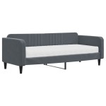 vidaXL Pat de zi cu saltea, gri închis, 90x200 cm, catifea