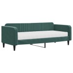 vidaXL Pat de zi cu saltea, verde închis, 90x200 cm, catifea