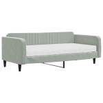 vidaXL Pat de zi cu saltea, gri deschis, 100x200 cm, catifea vidaXL Pat de zi cu saltea, gri deschis, 100x200 cm, catifea