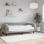 vidaXL Pat de zi cu saltea, gri deschis, 100x200 cm, catifea vidaXL Pat de zi cu saltea, gri deschis, 100x200 cm, catifea