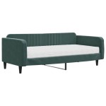 vidaXL Pat de zi cu saltea, verde închis, 100x200 cm, catifea