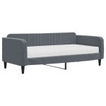 vidaXL Pat de zi cu saltea, gri închis, 90x190 cm, catifea