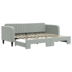 vidaXL Pat de zi cu extensie, gri deschis, 80x200 cm, catifea vidaXL Pat de zi cu extensie, gri deschis, 80x200 cm, catifea