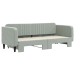 vidaXL Pat de zi cu extensie, gri deschis, 80x200 cm, catifea vidaXL Pat de zi cu extensie, gri deschis, 80x200 cm, catifea