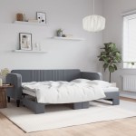 vidaXL Pat de zi cu extensie, gri închis, 80x200 cm, catifea vidaXL Pat de zi cu extensie, gri închis, 80x200 cm, catifea