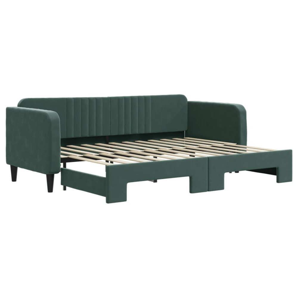 vidaXL Pat de zi cu extensie, verde închis, 80x200 cm, catifea