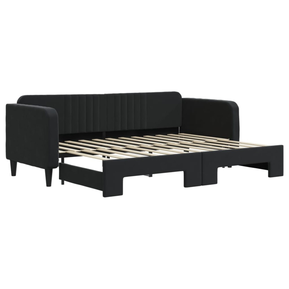 vidaXL Pat de zi cu extensie, negru, 80x200 cm, catifea