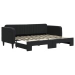 vidaXL Pat de zi cu extensie, negru, 80x200 cm, catifea