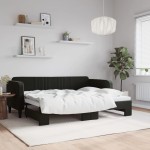 vidaXL Pat de zi cu extensie, negru, 80x200 cm, catifea