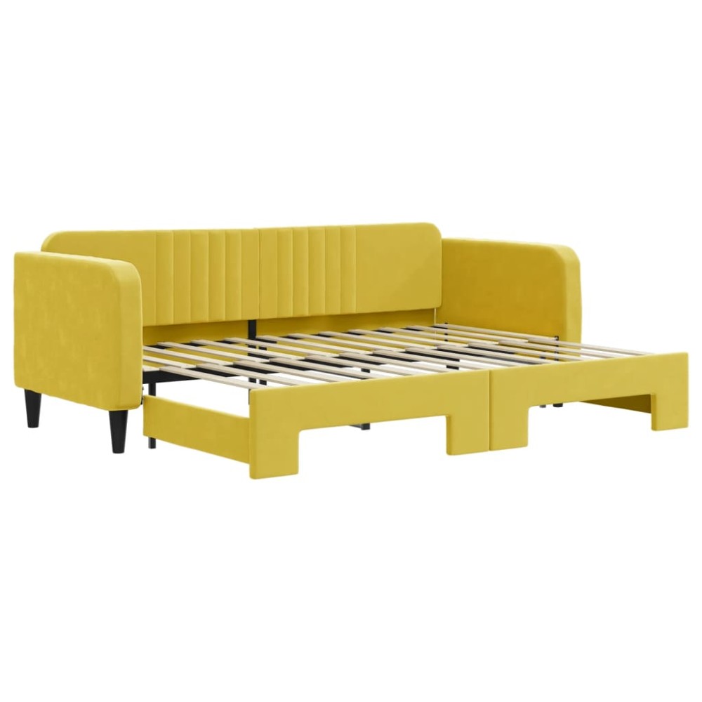 vidaXL Pat de zi cu extensie, galben, 80x200 cm, catifea