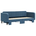 vidaXL Pat de zi cu extensie, albastru, 90x200 cm, catifea
