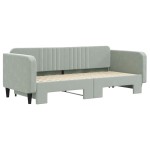 vidaXL Pat de zi cu extensie, gri deschis, 90x200 cm, catifea
