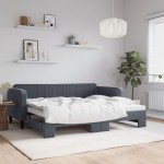 vidaXL Pat de zi cu extensie, gri închis, 90x200 cm, catifea vidaXL Pat de zi cu extensie, gri închis, 90x200 cm, catifea