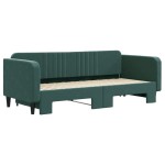 vidaXL Pat de zi cu extensie, verde închis, 90x200 cm, catifea