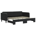 vidaXL Pat de zi cu extensie, negru, 90x200 cm, catifea vidaXL Pat de zi cu extensie, negru, 90x200 cm, catifea