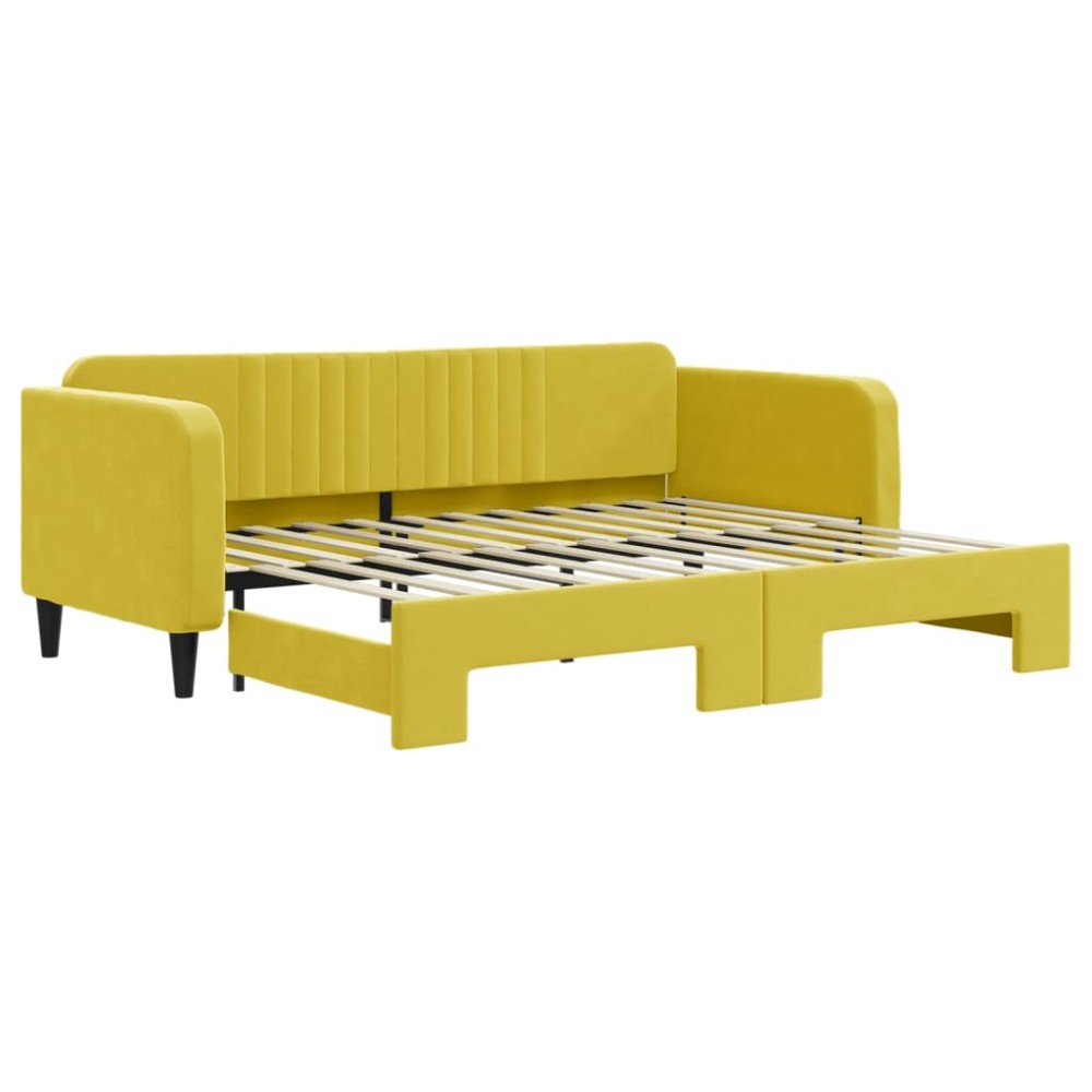 vidaXL Pat de zi cu extensie, galben, 90x200 cm, catifea
