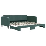 vidaXL Pat de zi cu extensie, verde închis, 100x200 cm, catifea