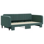 vidaXL Pat de zi cu extensie, verde închis, 100x200 cm, catifea