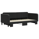 vidaXL Pat de zi cu extensie, negru, 100x200 cm, catifea