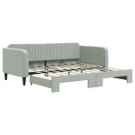 vidaXL Pat de zi cu extensie, gri deschis, 90x190 cm, catifea
