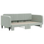 vidaXL Pat de zi cu extensie, gri deschis, 90x190 cm, catifea