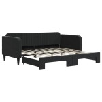 vidaXL Pat de zi cu extensie, negru, 90x190 cm, catifea vidaXL Pat de zi cu extensie, negru, 90x190 cm, catifea