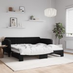 vidaXL Pat de zi cu extensie, negru, 90x190 cm, catifea vidaXL Pat de zi cu extensie, negru, 90x190 cm, catifea