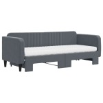 vidaXL Pat de zi cu extensie și saltele gri închis 80x200 cm catifea vidaXL Pat de zi cu extensie și saltele gri închis 80x200 cm catifea