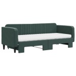 vidaXL Pat de zi cu extensie și saltele verde închis 80x200 cm catifea