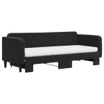 vidaXL Pat de zi cu extensie și saltea, negru, 80x200 cm, catifea