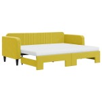 vidaXL Pat de zi cu extensie și saltea, galben, 80x200 cm, catifea vidaXL Pat de zi cu extensie și saltea, galben, 80x200 cm, catifea