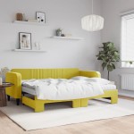 vidaXL Pat de zi cu extensie și saltea, galben, 80x200 cm, catifea vidaXL Pat de zi cu extensie și saltea, galben, 80x200 cm, catifea