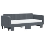 vidaXL Pat de zi cu extensie și saltele, gri închis 90x200 cm catifea vidaXL Pat de zi cu extensie și saltele, gri închis 90x200 cm catifea