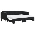 vidaXL Pat de zi cu extensie și saltea, negru, 90x200 cm, catifea vidaXL Pat de zi cu extensie și saltea, negru, 90x200 cm, catifea