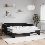 vidaXL Pat de zi cu extensie și saltea, negru, 90x200 cm, catifea vidaXL Pat de zi cu extensie și saltea, negru, 90x200 cm, catifea