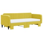vidaXL Pat de zi cu extensie și saltea, galben, 90x200 cm, catifea vidaXL Pat de zi cu extensie și saltea, galben, 90x200 cm, catifea