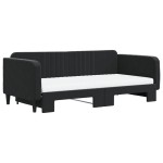 vidaXL Pat de zi cu extensie și saltele, negru, 100x200 cm, catifea