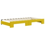 vidaXL Pat de zi cu extensie și saltea, galben, 100x200 cm, catifea vidaXL Pat de zi cu extensie și saltea, galben, 100x200 cm, catifea